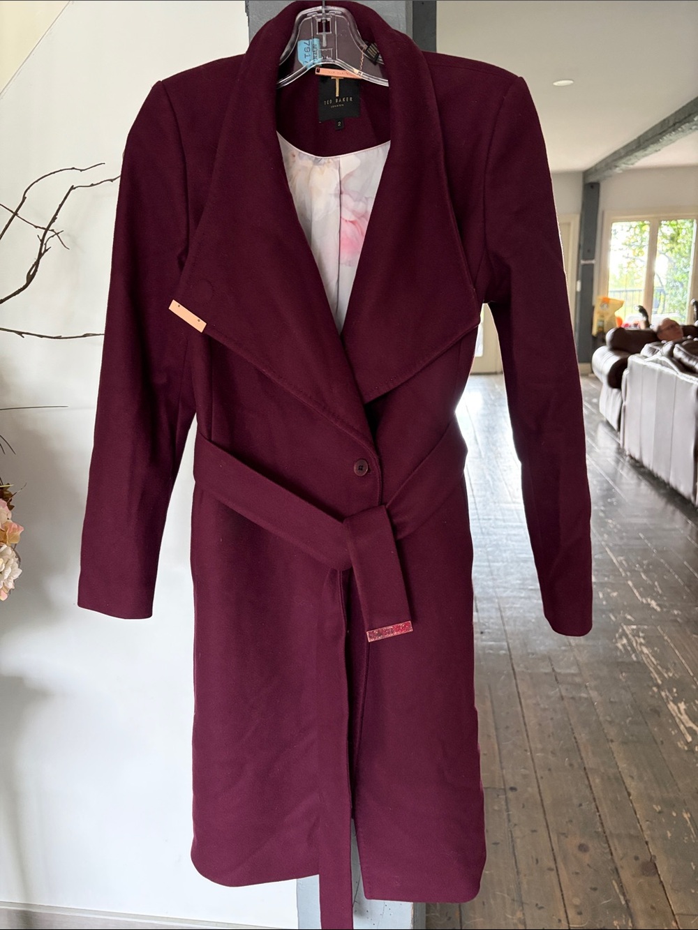 Ted Baker Women's BURGUNDY Wrap Trench Coat